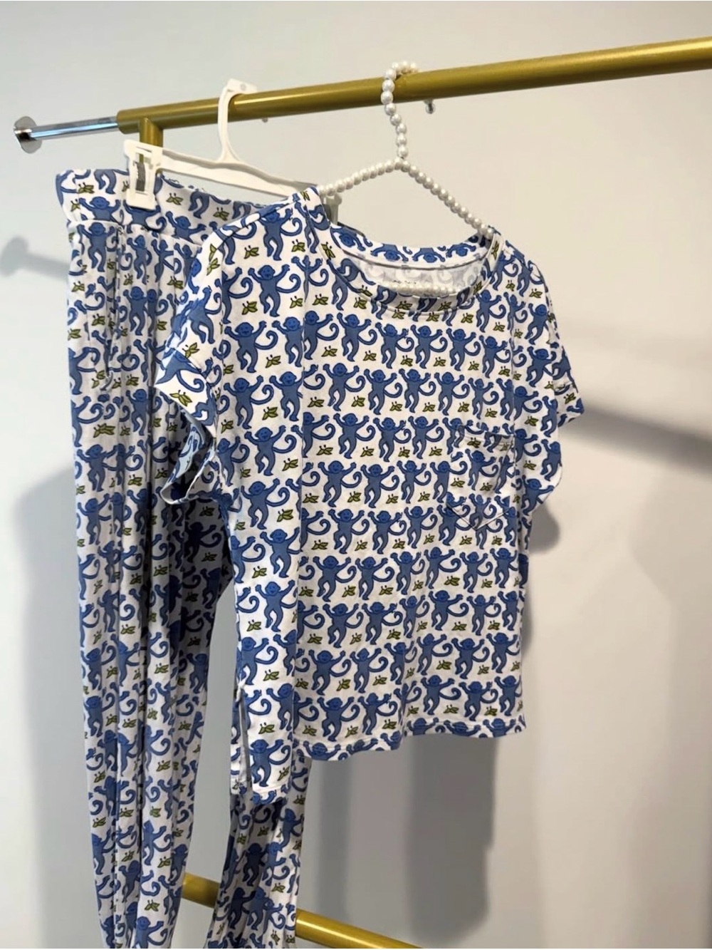 Roller Rabbit Blue Monkey Print Pajamas